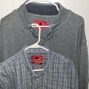 Southern Proper Mens Quarter Zip Pullover Sweater Gray XL Cotton plaid shirt set